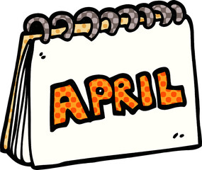 cartoon doodle calendar showing month of april