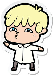 sticker of a cartoon curious man