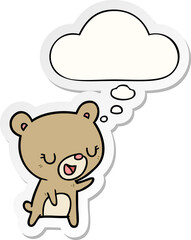 cartoon bear with thought bubble as a printed sticker