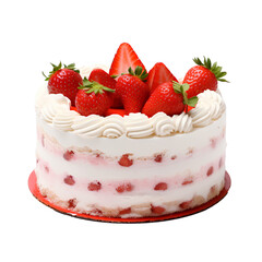 Delicious strawberry cake on transparent background