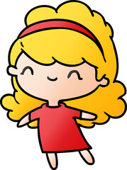 gradient cartoon illustration kawaii girl with head band