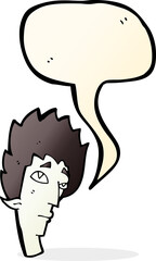 cartoon vampire head with speech bubble