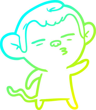 recommend clip art: cold gradient line drawing of a cartoon suspicious monkey
