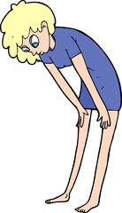 cartoon woman looking at her feet
