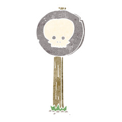 cartoon spooky skull signpost