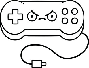 line drawing cartoon of a game controller