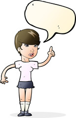 cartoon woman with idea with speech bubble