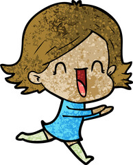 cartoon happy woman