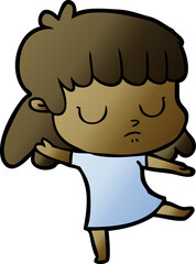 cartoon indifferent woman dancing