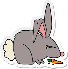 sticker of a cartoon annoyed rabbit