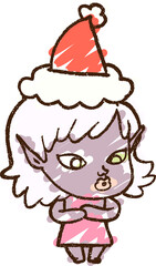 Christmas Elf Chalk Drawing