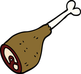 cartoon doodle well cooked meat