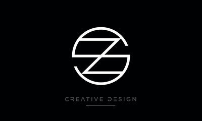 Alphabet letters SZ or ZS logo monogram