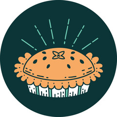icon of a tattoo style amazing pie