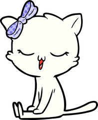 cartoon cat with bow on head