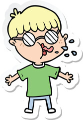 sticker of a cartoon boy wearing spectacles