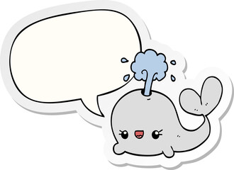 cute cartoon whale with speech bubble sticker