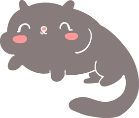 flat color style cartoon cat