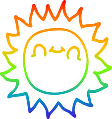 rainbow gradient line drawing of a cartoon happy sunshine