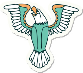 sticker of tattoo in traditional style of an american eagle