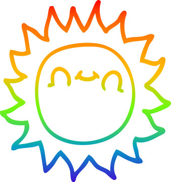 recommend clip art: rainbow gradient line drawing of a cartoon happy sunshine