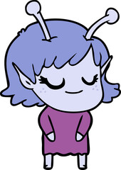 smiling alien girl cartoon