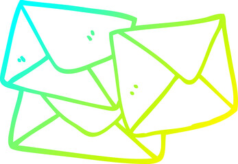 cold gradient line drawing of a cartoon letter