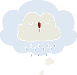 cartoon storm cloud with thought bubble in retro style