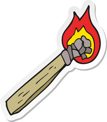 sticker of a cartoon burning wood torch