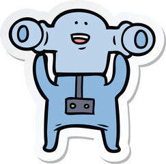 sticker of a friendly cartoon alien waving