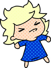 cartoon illustration of a cute kawaii girl