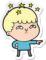 sticker of a cartoon amazed boy