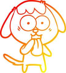 warm gradient line drawing of a cute cartoon dog