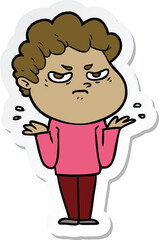 sticker of a cartoon angry man