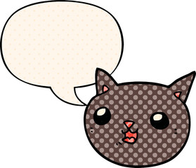 cartoon cat with speech bubble in comic book style
