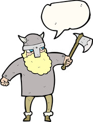 freehand drawn speech bubble cartoon viking warrior