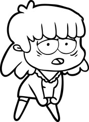 cartoon tired woman