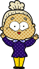 cartoon happy old woman