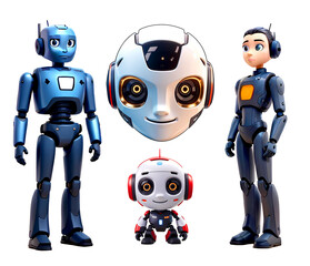 Robots on a white background, Robots on a white background are childish and semihuman robots.
