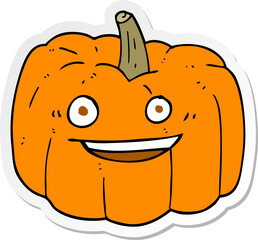 sticker of a cartoon halloween pumpkin