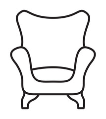 Armchair line icon.Leather armchair.Modern seating.Relaxing squishy chair.Furniture for living room.Isolated on white background.Outline vector illustration.