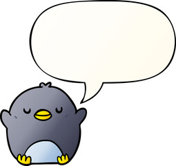 cute cartoon penguin with speech bubble in smooth gradient style