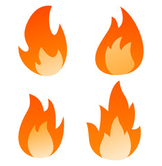 Cartoon campfire. Fire flames.Red fire icon.Vector flat illustration.Isolated on white background.
