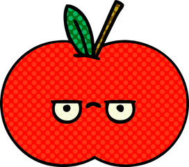 comic book style cartoon of a red apple