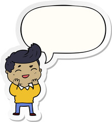 cartoon man laughing with speech bubble sticker