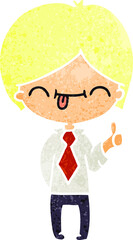 freehand drawn retro cartoon of boy with thumb up