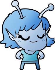 smiling alien girl cartoon