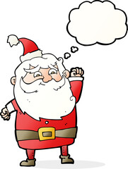 cartoon santa claus with thought bubble