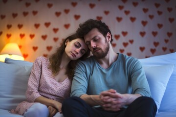 Obraz premium portrait of a couple sitting on a bed 