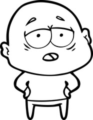 cartoon tired bald man